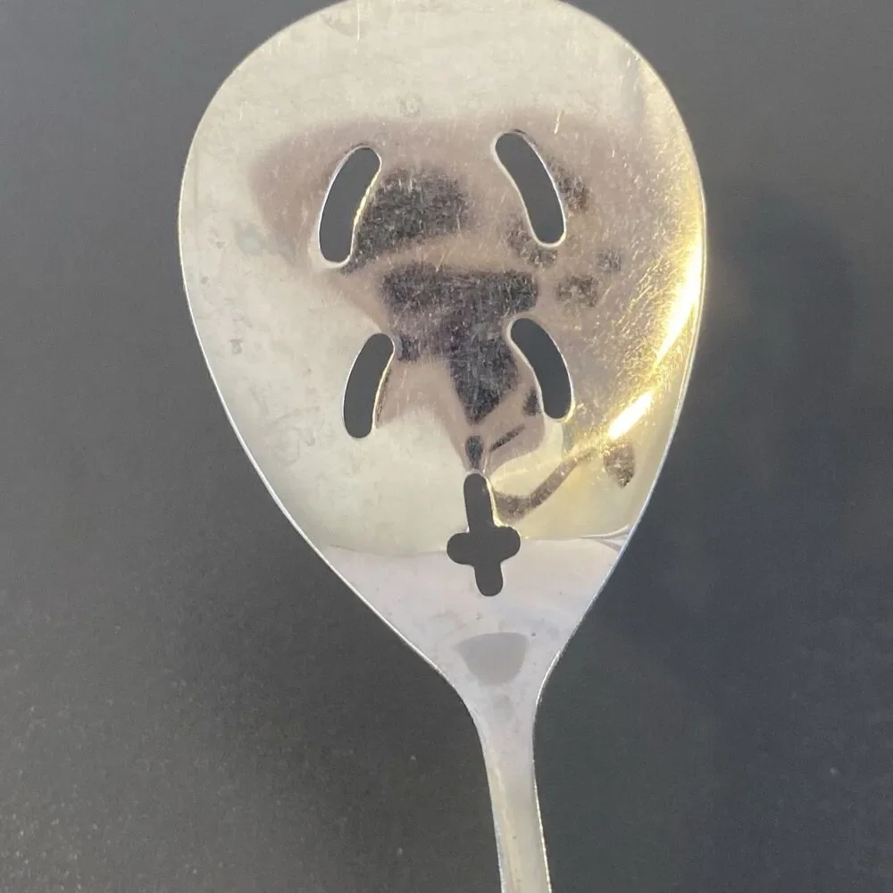 Vintage Slotted Serving Spoon Chivalry National Stainless Steel Japan Flatware
